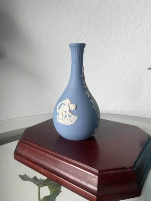Wedgwood Bud Vase - Blue Jasperware -5 1/4"- Cherubs & Garland Design -Free Ship