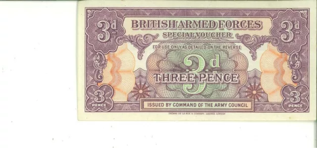 British Armed Force special voucher 3 pence 1946