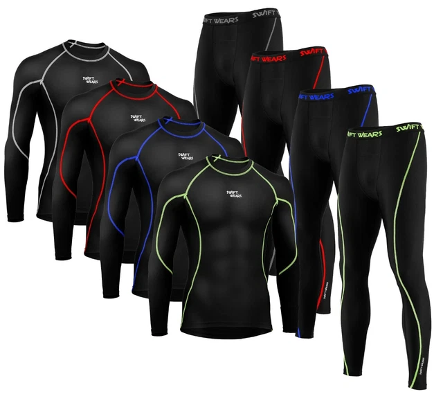 Camicia termica uomo ragazzo armatura corpo compressione strato base leggings set pelle