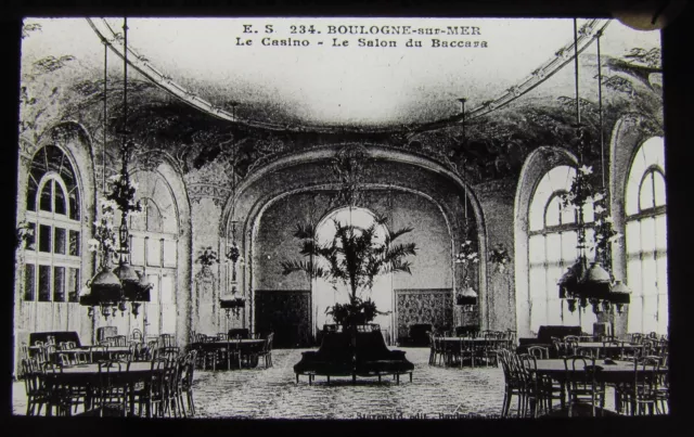 Glass Magic lantern slide BOULOGNE CASINO CIRCA WW1 WORLD WAR ONE FRANCE