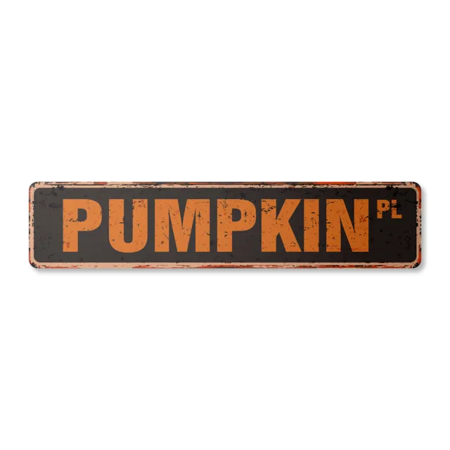 PUMPKIN Vintage Street Sign Metal Plastic patch halloween squash farm farmer