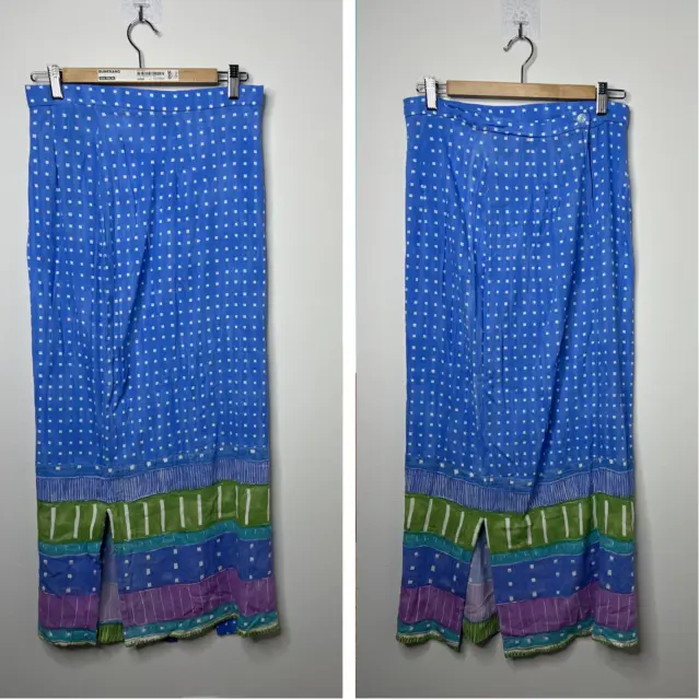 Vintage On The Verge Long Skirt Womens Blue Geometrical Boho Festival USA Sz 10