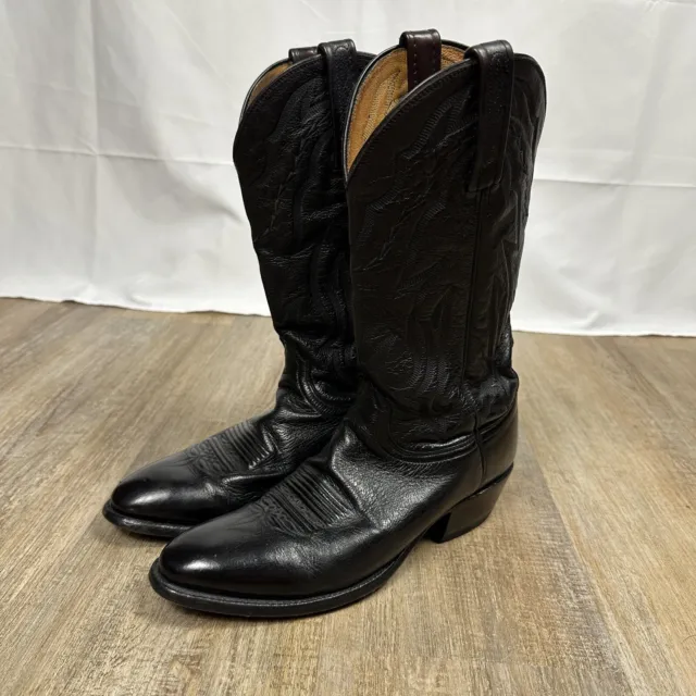 Lucchese 2000 Boots Men’s 9 D Calfskin Leather Black R-Toe Cowboy Boots T3095-R4