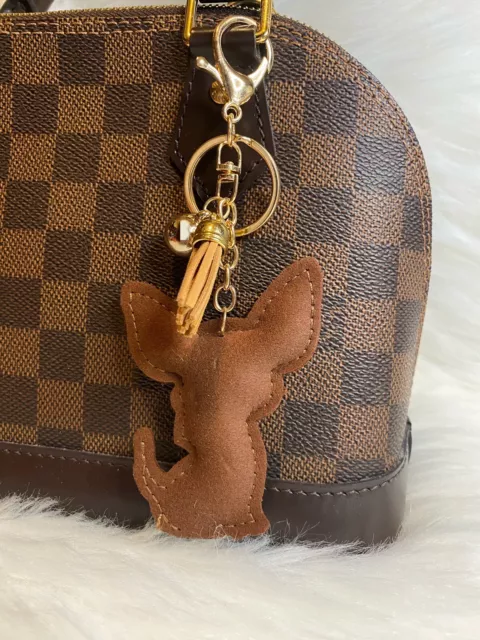 Chihuahua Keychain Bag Charm Crystal Bling Brown Tan Tassel New Handmade Gift 3