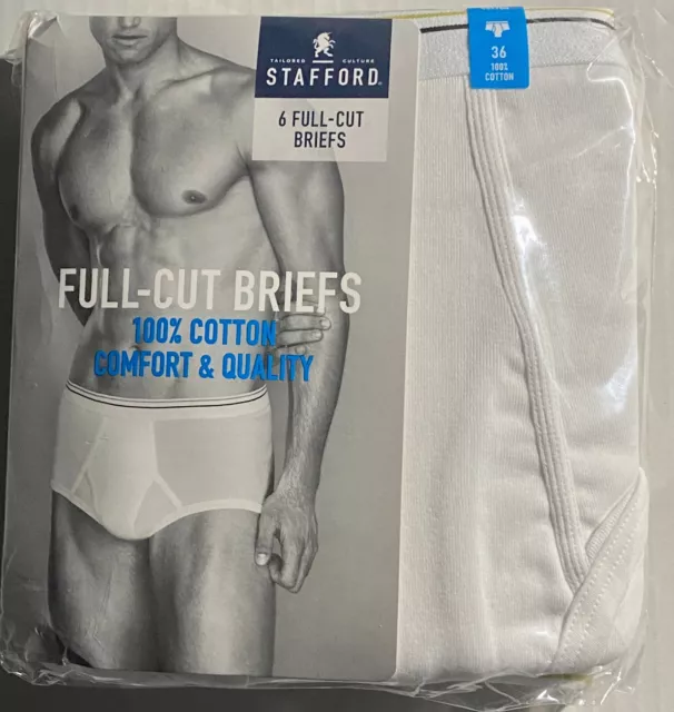 LOTS 2 SIX PACK Stafford Size 36 Mens 12 Full-Cut Briefs Underwear 100% COTTON