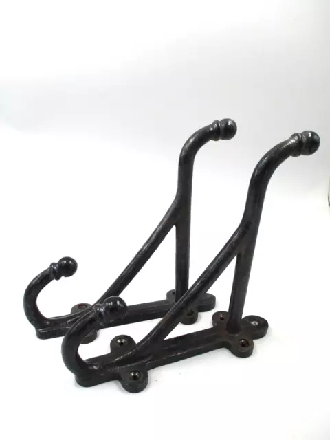 Cast Iron Barn Horse Tack, Vintage Pair Heavy Duty. Large Harness Hooks.