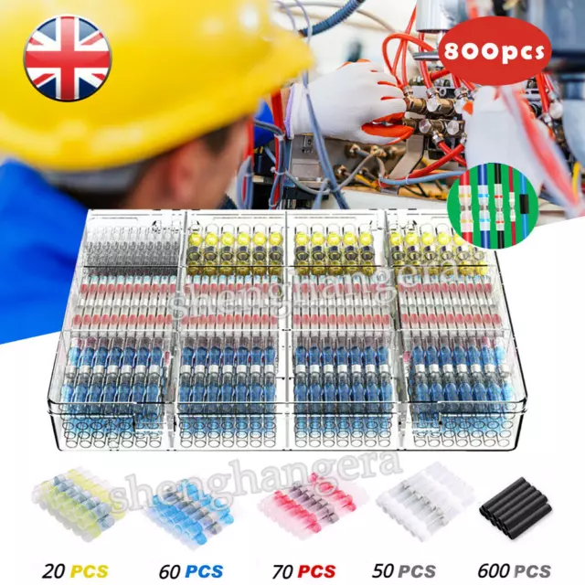 800X Waterproof Solder Seal Sleeve Heat Shrink Butt Wire Connectors Terminals