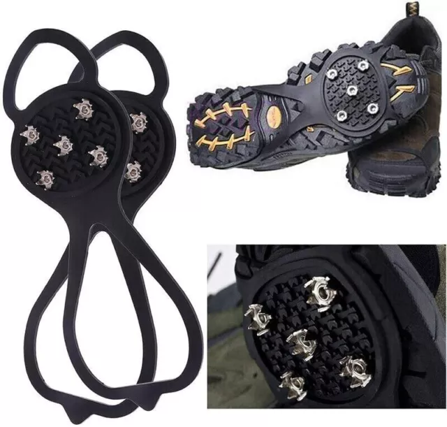 Snow Ice Anti Slip Grippers For Boots Shoes Grips Spikes Crampon Hiking Climbing