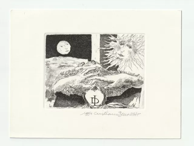 CRISTIANO BECCALETTO: Exlibris fü D. L., Sonne und Mond