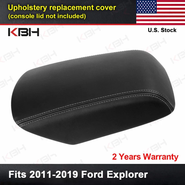 Fits 11-18 Ford Explorer Black Leather Center Console Lid Armrest