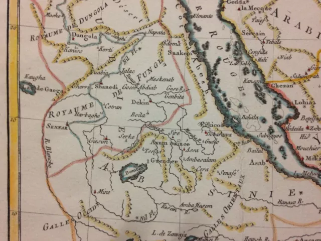 ARABIA EGYPT 1780 by RIGOBERT BONNE ANTIQUE MAP IN COLORS 18TH CENTURY 3