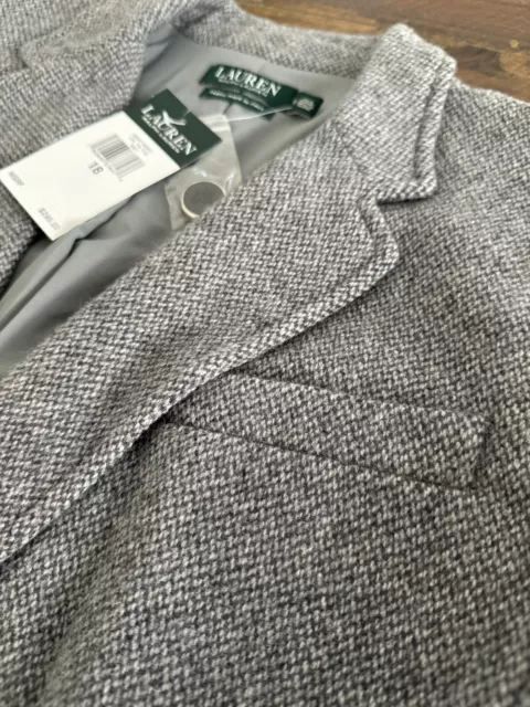 $295 Lauren Ralph Lauren Womens 18 Wool Blazer Jacket Modern Gray