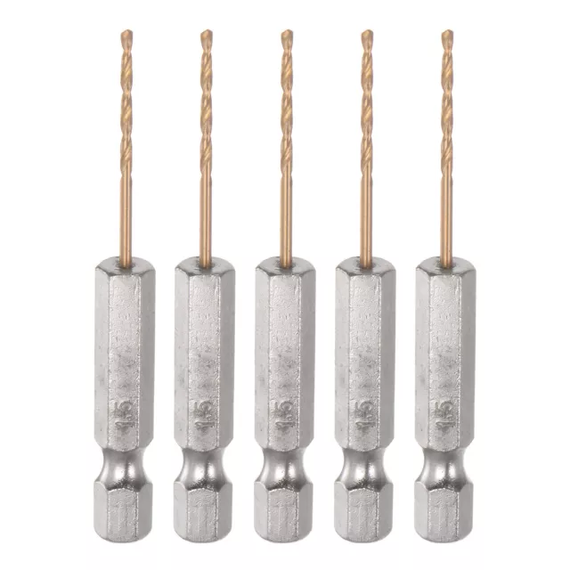5pcs 1.5mm M35 High Speed Steel Titanium Hex Twist Drill Bit with 1/4" Shank