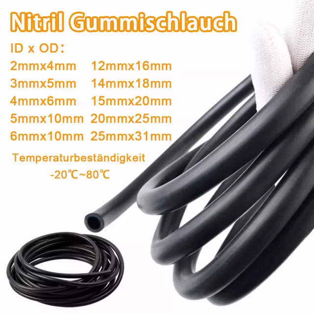 Nitril Gummischlauch Kraftstoffschlauch Benzinschlauch Ölschlauch ID 2mm-25mm