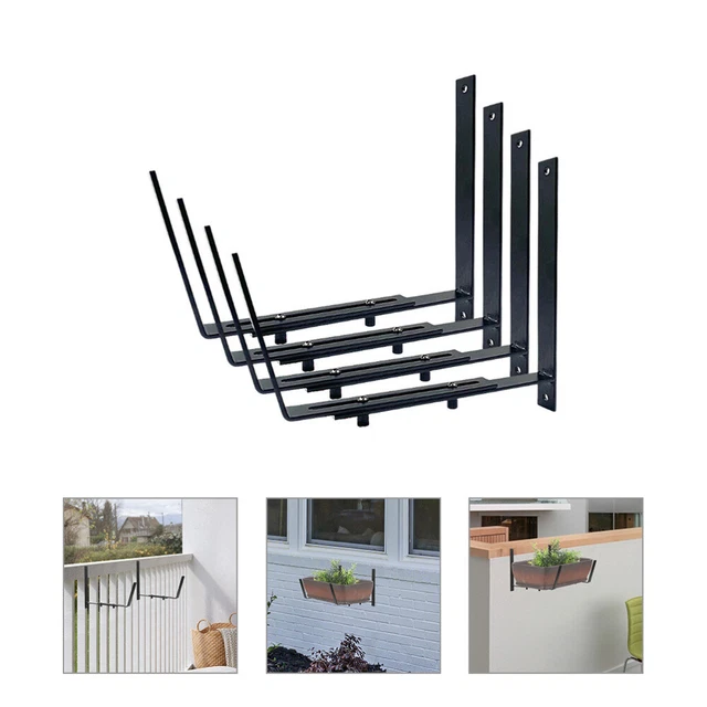 Lot De 2 Supports De Jardinière Réglables Pour Balustrade/fenêtre - Fer épais, Charge 18kg - Pour Balcon, Terrasse