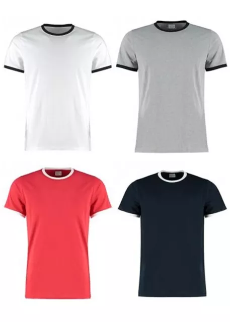 Kustom Kit Herren T-Shirt Kontrast Basic Tee Top Shirt Oberteil Rundhals Kurzarm