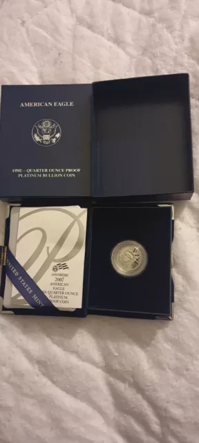 2007  US Mint 1/4 Ounce Proof Platinum Coin In Present & COA - Free Shipping Usa