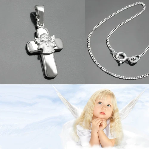 Konfirmation Geschenk Echt Silber 925 Kreuz-Anhänger Mit Kette Für Kommunion, Konfirmation & Taufe - Perfekt Für Kinder Für Jungen Gold
