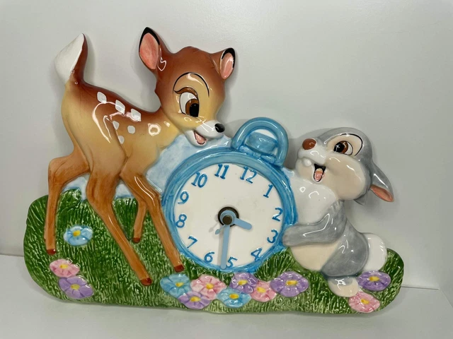 SCHMID WALT DISNEY’S Bambi & Thumper Ceramic Hand Painted Wall Clock Rare SCHMID WALT DISNEY’S Bambi & Thumper Ceramic Hand Painted Wall Clock Rare