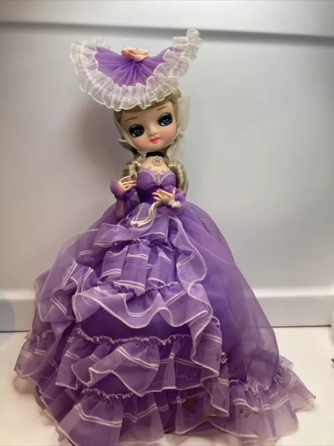 Vintage 1976 Elegant Big Eyed Purple Dress Bradley Dolls Name Lori Made In Korea