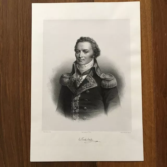 19th French Etching Antique Portrait Engraving Vice-Admiral Latouche Treville