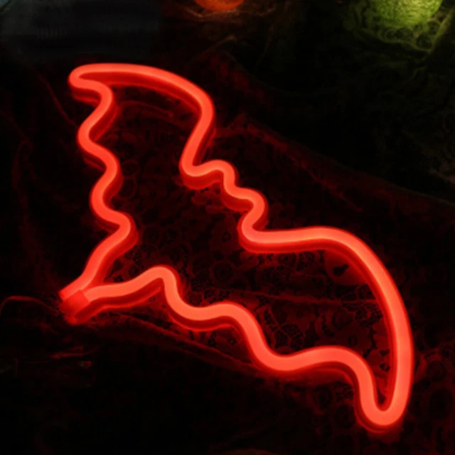 NEON BAT LIGHT Signs Halloween Scene Decor Decoration Child £14.39