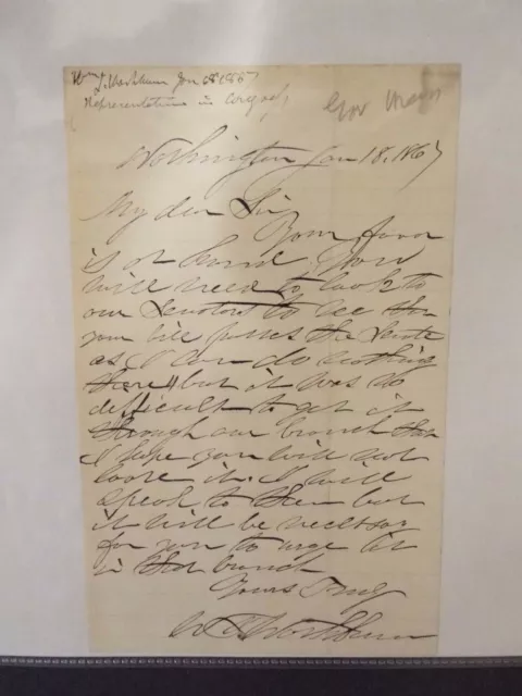 William B. Washburn - Autograph Letter Signed - 1867