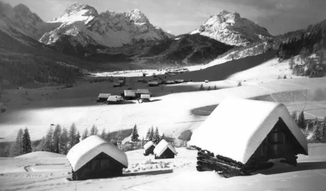 BELLUNO.  Dolomiti.  CADORE. Panorama di SAPPADA. NEVE. Vg. c/fr. 1947.