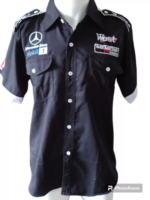 West Mercedes Benz Black F1 West Crew Team Shirt 1990`s Size M Formula 1 Rare