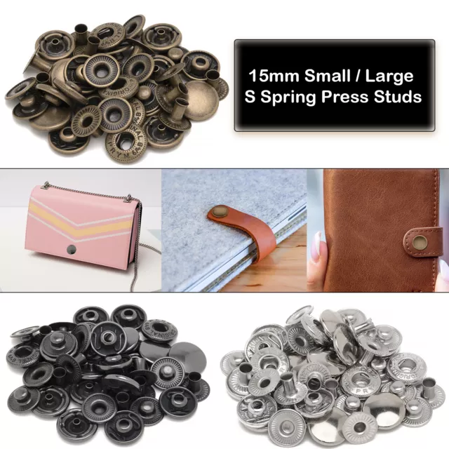 15mm S Spring Press Studs PRYM Snap Fasteners Clothing Leathercraft Denim Jacket