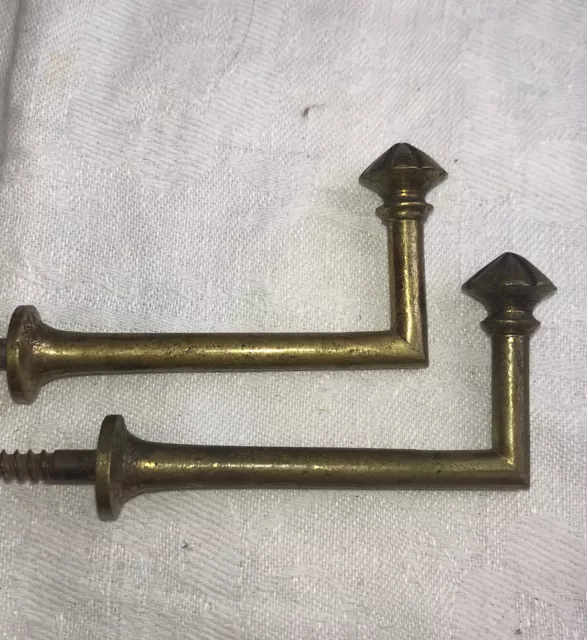 Vintage PAIR French Antique Brass Drapery Curtain Holdback Towel Hook Victorian