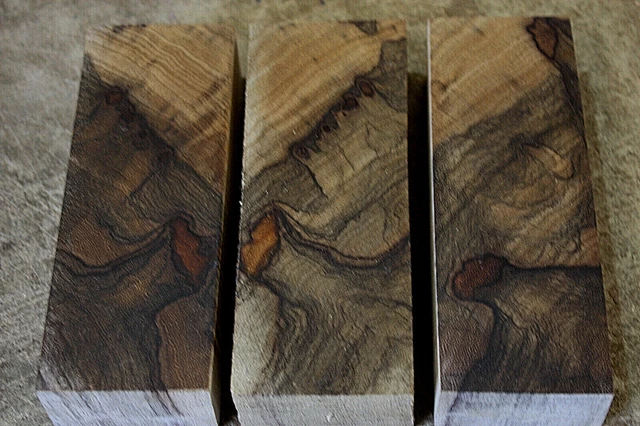 NEGRO LIMBA cuchillo corte grano cruzado mango escamas blanco RESINA NATURAL ESTABILIZADA