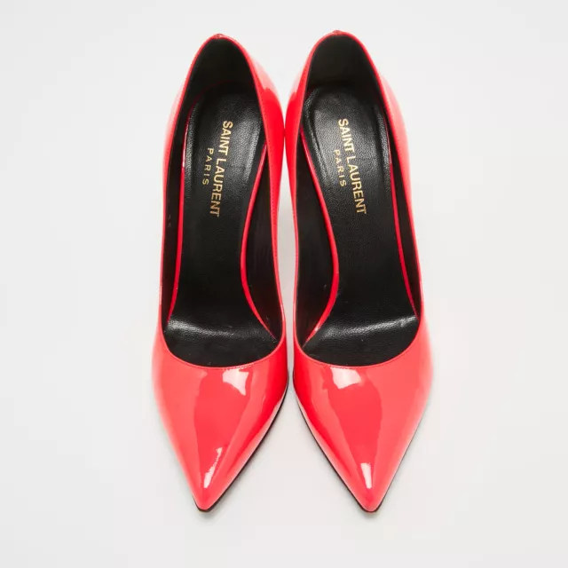 Saint Laurent Neon Pink Patent Leather Anja Pumps Size 37 3