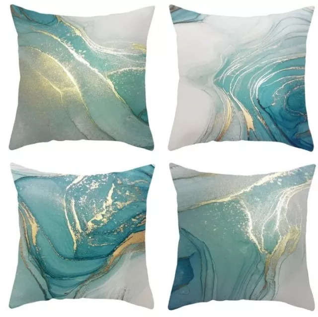 Aqua Turquoise Blue Cushion Cover Teal Abstract Home Decor Cushion Cover 4pcs