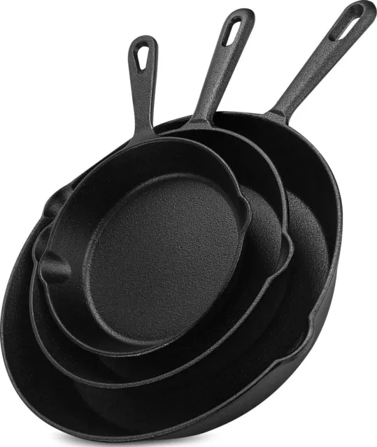 Utopia Kitchen Pre-Seasoned Non-stick Cast Iron Skillet Set 3-Piece (6"- 8"-10")