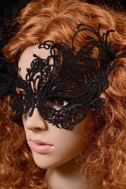 Masquerade Eye Mask Gothic BN Ladies BLACK LACE Fancy Dress Hen Party Halloween