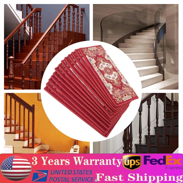 Set of 13 Non-Slip Washable Stair Treads Carpet Mats Polyester Self-Adhesive New
