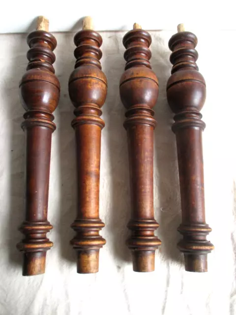 4 Vollholz Tischbeine 57 cm Möbelfüße gedrechselt Tischfüße Antik Original (11)