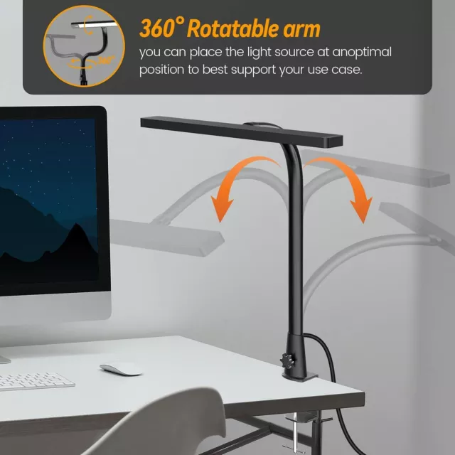 SKYLEO Lampada da tavolo a LED con clip, girevole a 360°, flessibile