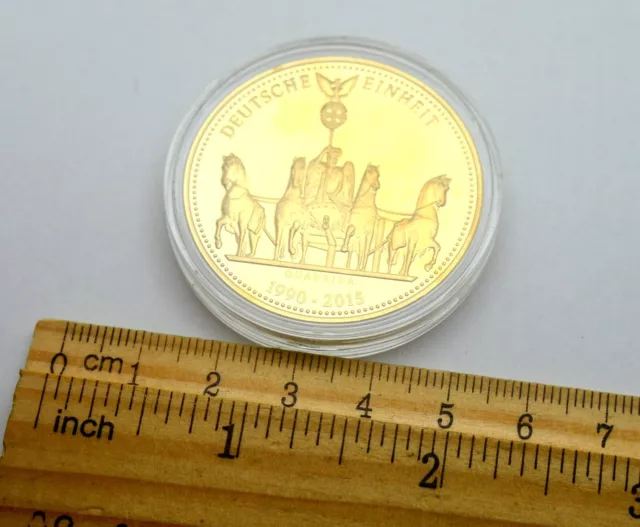 Germany Einheit Quadriga 1990-2015 Horse Carriage Gold Plated Proof Medal 3