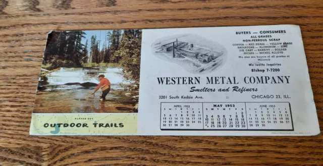 Vintage Western Metal Company Chicago Illinois 1953 Calendar Ink Blotter