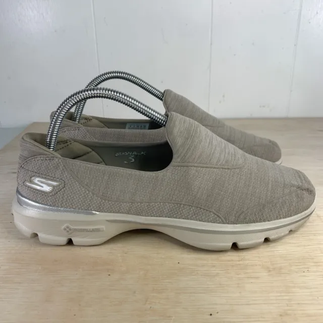 Skechers Go Walk 3 Goga Plus Women’s Comfort Slip On Shoes Tan/Brown Size 9