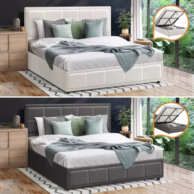 Oikiture Bed Frame Queen Double King Single Gas Lift Storage Base Bed Platform