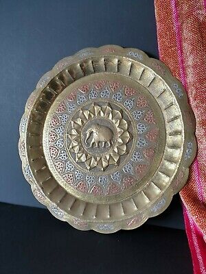 Old Inlaid Brass Elephant Tray …beautiful collection and display piece