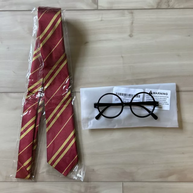 HARRY POTTER WIZARD Costume Gryffindor Tie and Eye Glasses Set Hogwarts ...