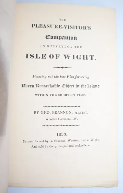 1833 Pleasure Visitor's Companion to the ISLE OF WIGHT George BRANNON 1st Ed MAP