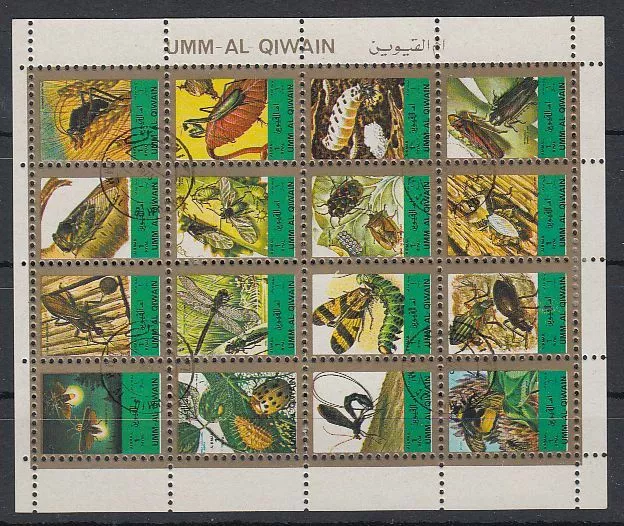 Umm al Qiwain 1972 used Mi.1354/69 A Klbg. Insekten Insects Tiere Animals Fauna