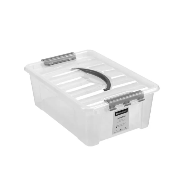 6 x 8L Plastic Storage Boxes w Lid and Handle Containers Tubs Bin 36x24.5x12.5cm