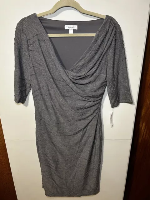 Dress Barn Gray Asymmetrical Sheath Dress  Size 8