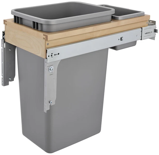 Rev-A-Shelf 4WCTM-1550BBSCDM-1 4WCTM Top Mount Single Bin Trash - Natural Wood